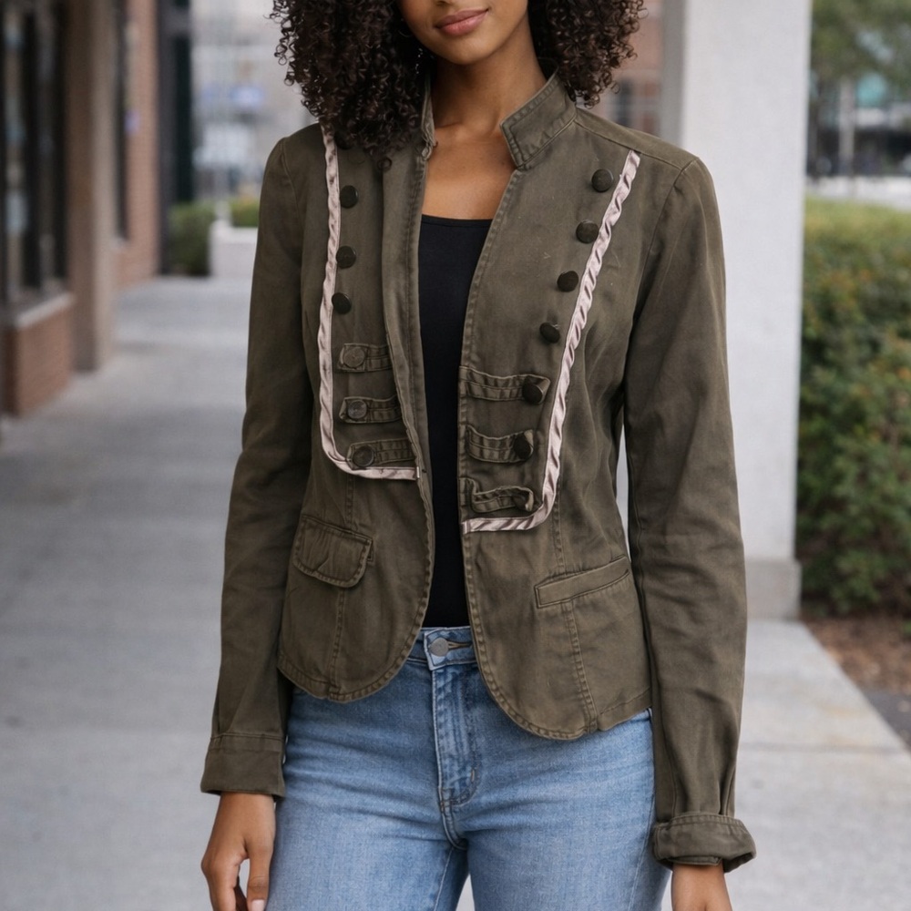XOXO Olive Green Military Style Blazer